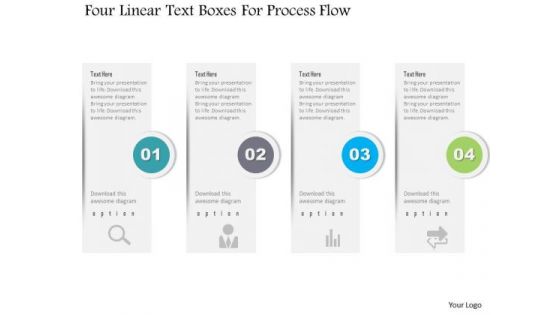 Business Diagram Four Linear Text Boxes For Process Flow PowerPoint Template