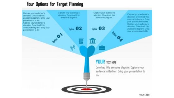 Business Diagram Four Options For Target Planning Presentation Template