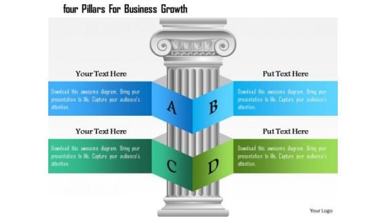 Business Diagram Four Pillars For Business Growth Presentation Template