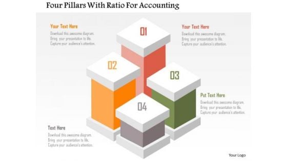 Business Diagram Four Pillars With Ratio For Accounting Presentation Template