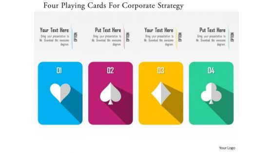 Business Diagram Four Playing Cards For Corporate Strategy Presentation Template