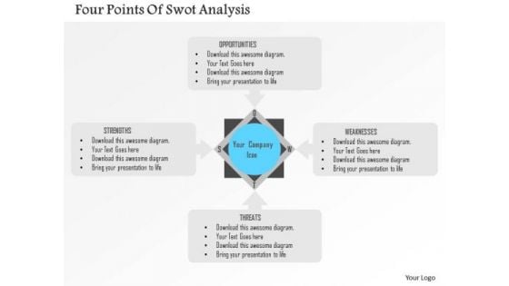 Business Diagram Four Points Of Swot Analysis Presentation Template