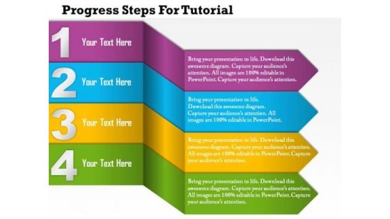 Business Diagram Four Progressive Text Boxes For Business Data Presentation Template