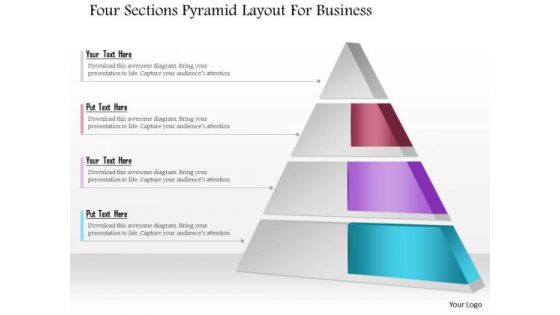 Business Diagram Four Sections Pyramid Layout For Business Presentation Template