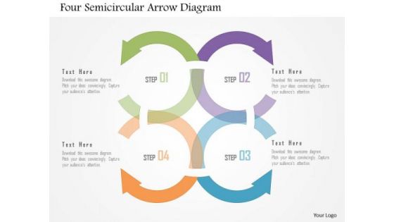 Business Diagram Four Semicircular Arrow Diagram Presentation Template