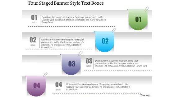 Business Diagram Four Staged Banner Style Text Boxes PowerPoint Template