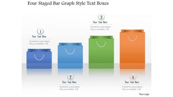 Business Diagram Four Staged Bar Graph Style Text Boxes Presentation Template