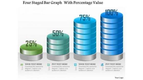 Business Diagram Four Staged Bar Graph With Percentage Value Presentation Template
