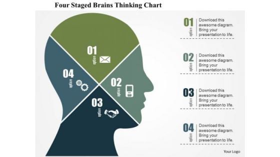 Business Diagram Four Staged Brains Thinking Chart Presentation Template