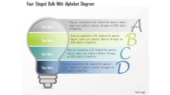 Business Diagram Four Staged Bulb With Alphabet Diagram PowerPoint Template