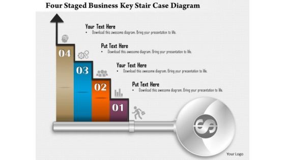 Business Diagram Four Staged Business Key Stair Case Diagram Presentation Template