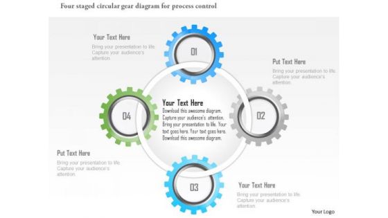 Business Diagram Four Staged Circular Gear Diagram For Process Control Presentation Template