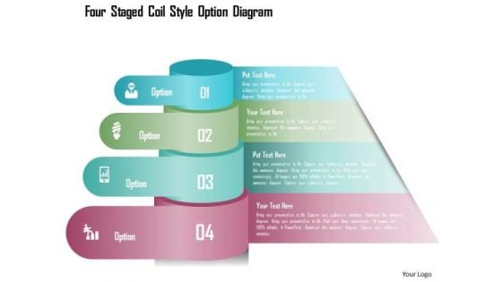 Business Diagram Four Staged Coil Style Option Diagram Presentation Template