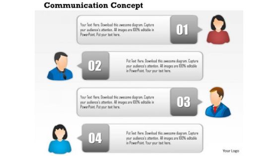 Business Diagram Four Staged Communication Text Boxes Presentation Template