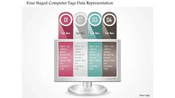 Business Diagram Four Staged Computer Tags Data Representation Presentation Template