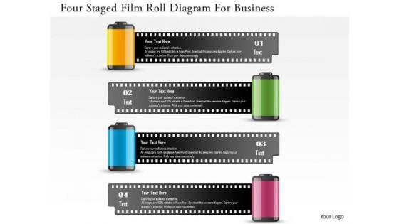Business Diagram Four Staged Film Roll Diagram For Business Presentation Template