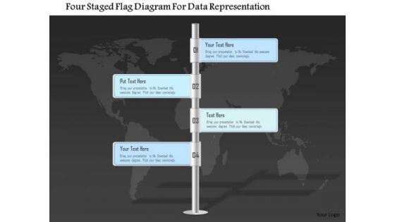 Business Diagram Four Staged Flag Diagram For Data Representation PowerPoint Template