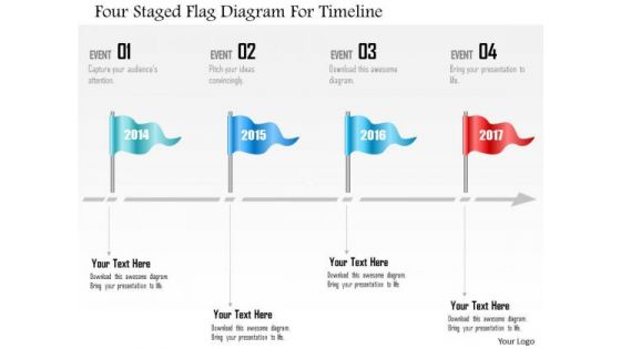 Business Diagram Four Staged Flag Diagram For Timeline Presentation Template