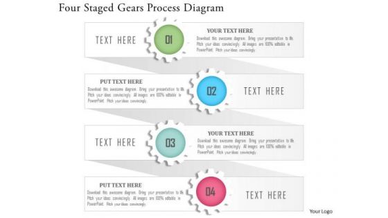 Business Diagram Four Staged Gears Process Diagram Presentation Template