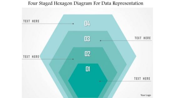 Business Diagram Four Staged Hexagon Diagram For Data Representation Presentation Template