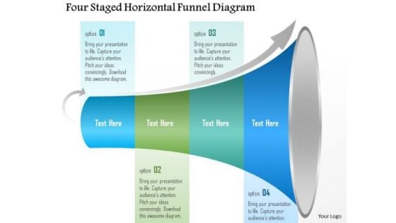Business Diagram Four Staged Horizontal Funnel Diagram Presentation Template