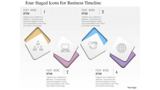 Business Diagram Four Staged Icons For Business Timeline Presentation Template