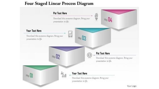 Business Diagram Four Staged Linear Process Diagram Presentation Template