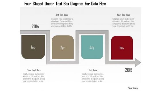 Business Diagram Four Staged Linear Text Box Diagram For Data Flow PowerPoint Template