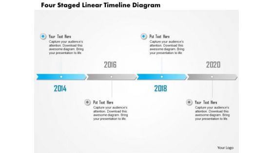 Business Diagram Four Staged Linear Timeline Diagram Presentation Template