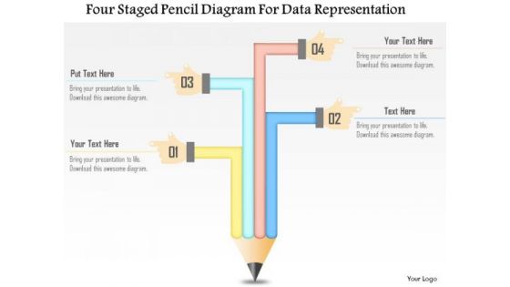 Business Diagram Four Staged Pencil Diagram For Data Representation Presentation Template