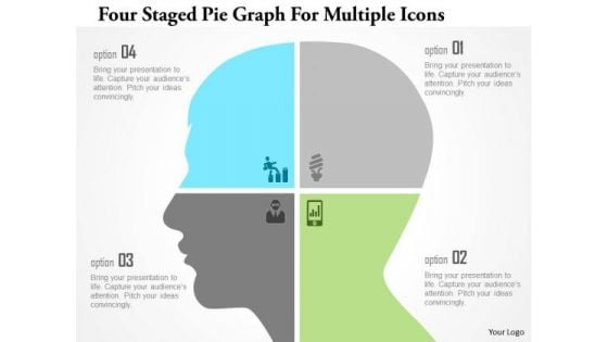 Business Diagram Four Staged Pie Graph For Multiple Icons Presentation Template