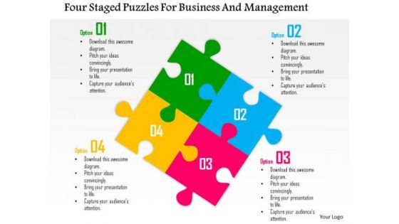 Business Diagram Four Staged Puzzles For Business And Management Presentation Template