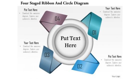 Business Diagram Four Staged Ribbon And Circle Diagram Presentation Template