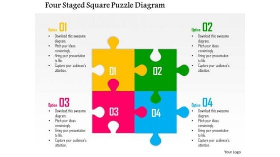 Business Diagram Four Staged Square Puzzle Diagram Presentation Template