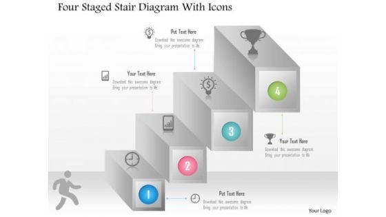 Business Diagram Four Staged Stair Diagram With Icons PowerPoint Template