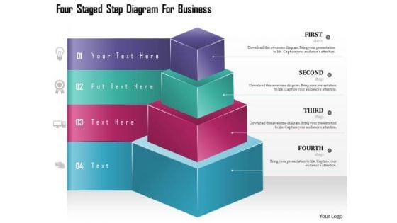 Business Diagram Four Staged Step Diagram For Business Presentation Template