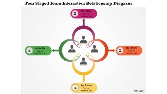 Business Diagram Four Staged Team Interaction Relationship Diagram Presentation Template