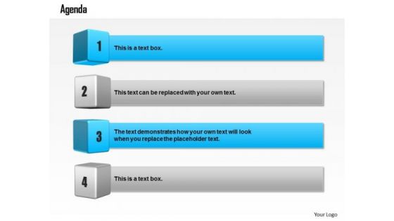 Business Diagram Four Staged Text Boxes For Displaying Business Agenda Presentation Template