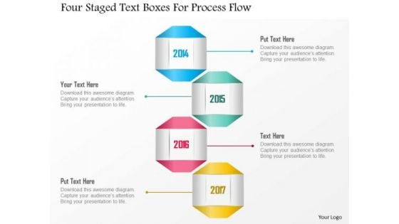 Business Diagram Four Staged Text Boxes For Process Flow Presentation Template