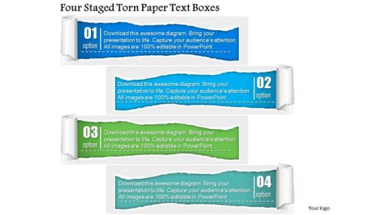 Business Diagram Four Staged Torn Paper Text Boxes PowerPoint Template Business Diagram Four Staged Torn Paper Text Boxes PowerPoint Template