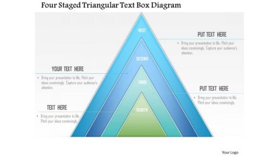 Business Diagram Four Staged Triangular Text Box Diagram Presentation Template