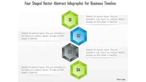 Business Diagram Four Staged Vector Abstract Infographic For Business Timeline Presentation Template