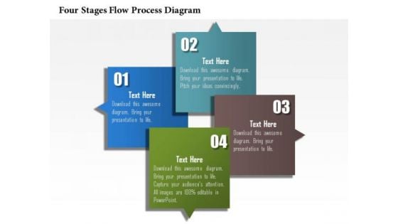 Business Diagram Four Stages Flow Process Diagram Presentation Template