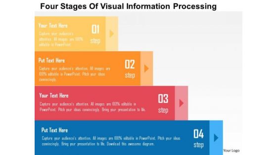 Business Diagram Four Stages Of Visual Information Processing Presentation Template