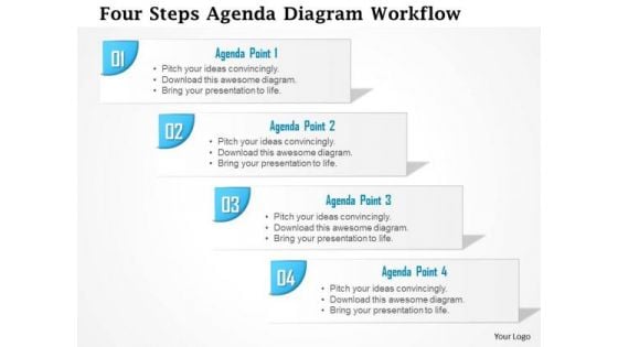 Business Diagram Four Steps Agenda Diagram Workflow Presentation Template