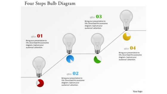 Business Diagram Four Steps Bulb Diagram Presentation Template