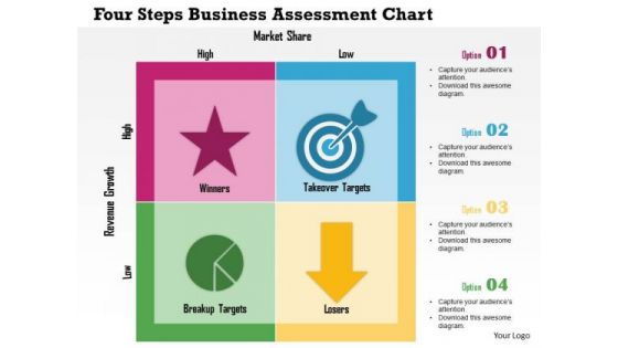 Business Diagram Four Steps Business Assessment Chart Presentation Template