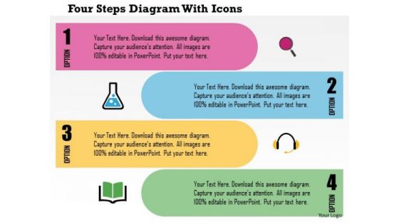 Business Diagram Four Steps Diagram With Icons Presentation Template