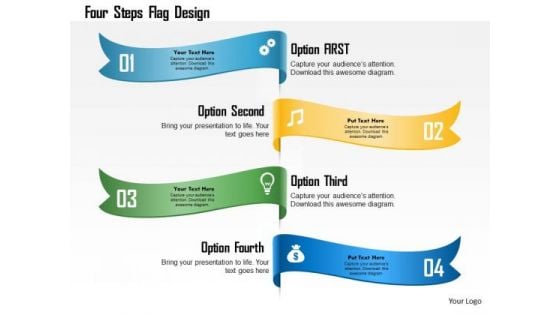 Business Diagram Four Steps Flag Design Presentation Template