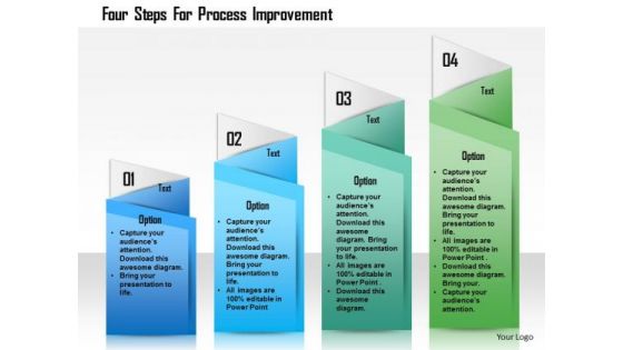 Business Diagram Four Steps For Process Improvement Presentation Template